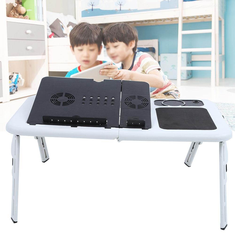 Foldable Table Laptop Lap Desk E-Table Bed With USB Cooling Fans Stand Home