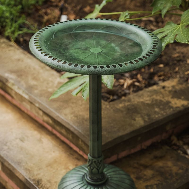 13.5" Classic II Antique Copper Birdbath w/ Rail Mount Bracket - Achla Designs