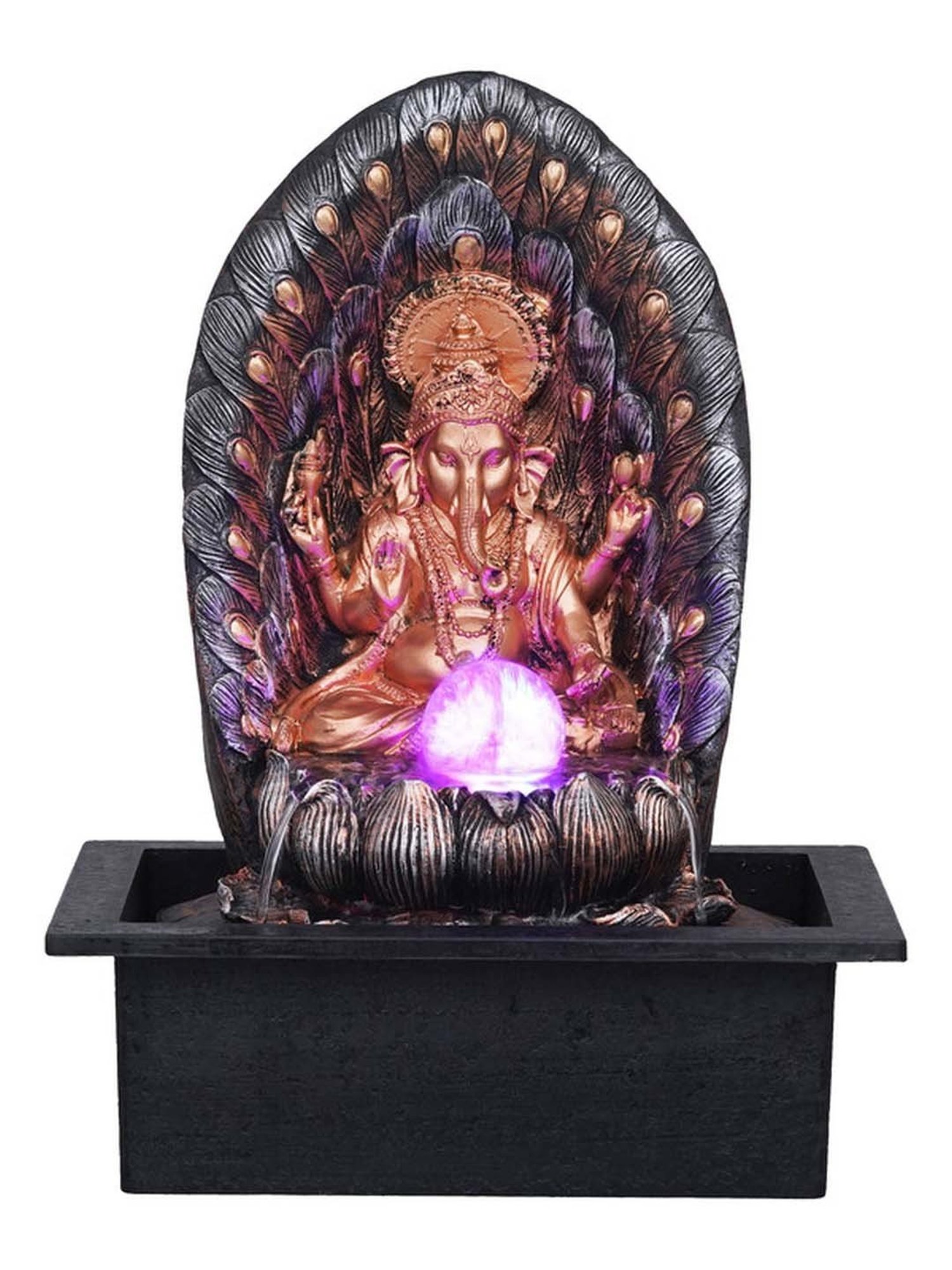 CHRONIKLE Gold & Brown Polyresin Ganesha Waterfall Fountain