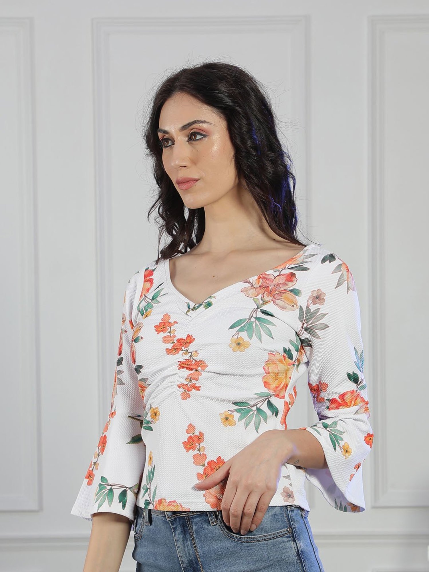 NEUDIS White Printed Polyester Top