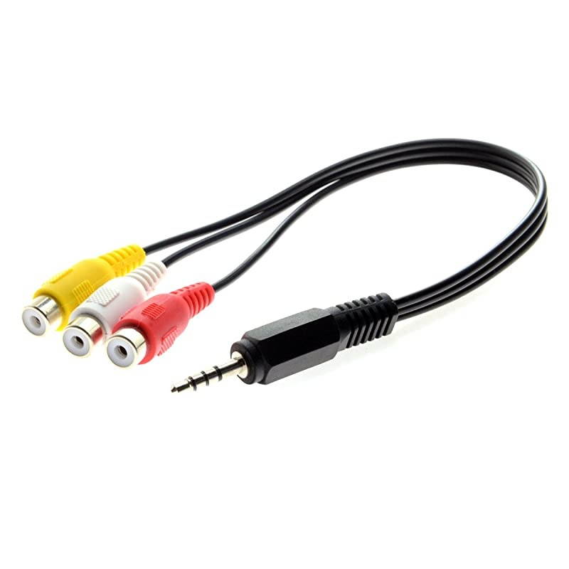 35mm 18 Male Stereo Car AUX to 3 RCA AV Female Cord Audio Video Composite Cable 20cm