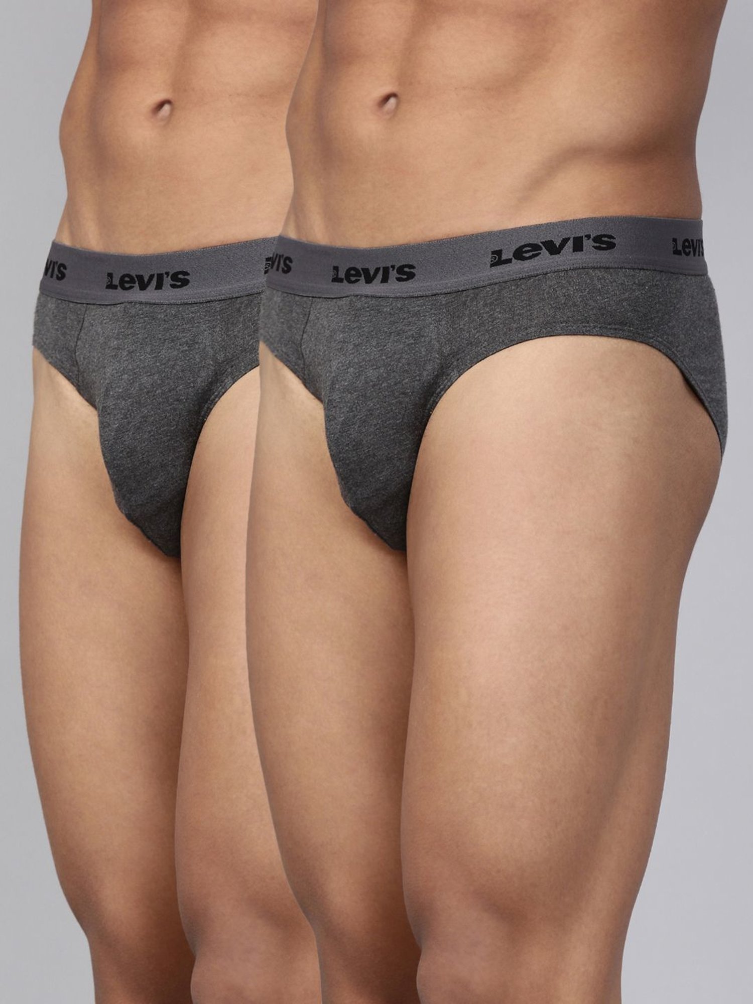 Levi's Grey Cotton Regular Fit Briefs - Pack Of 2