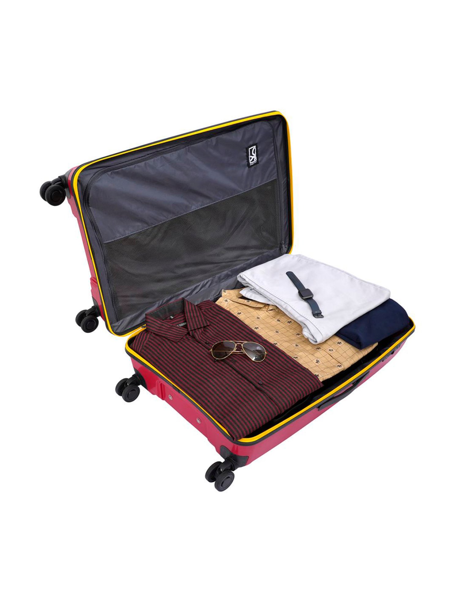 United Colors of Benetton Wayfarer Red Textured Hard Large Trolley Bag - 79 Cm