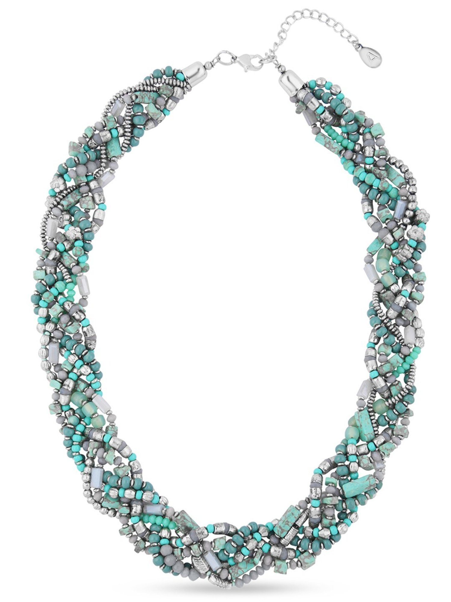 Accessorize London Women's Turquoise Statement Beaded Plait Necklace