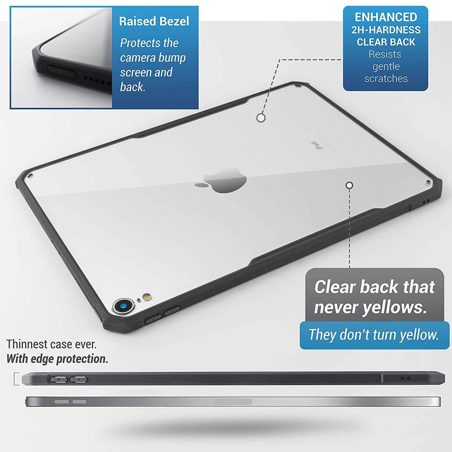 iPad Pro 12.9-inch (2018 Release, 3rd Generation) Ultra-Slim Clear Case, Supports Apple Pencil Wireless Charging [Absorbs Shock] Flexible TPU, Lightweight (Black)