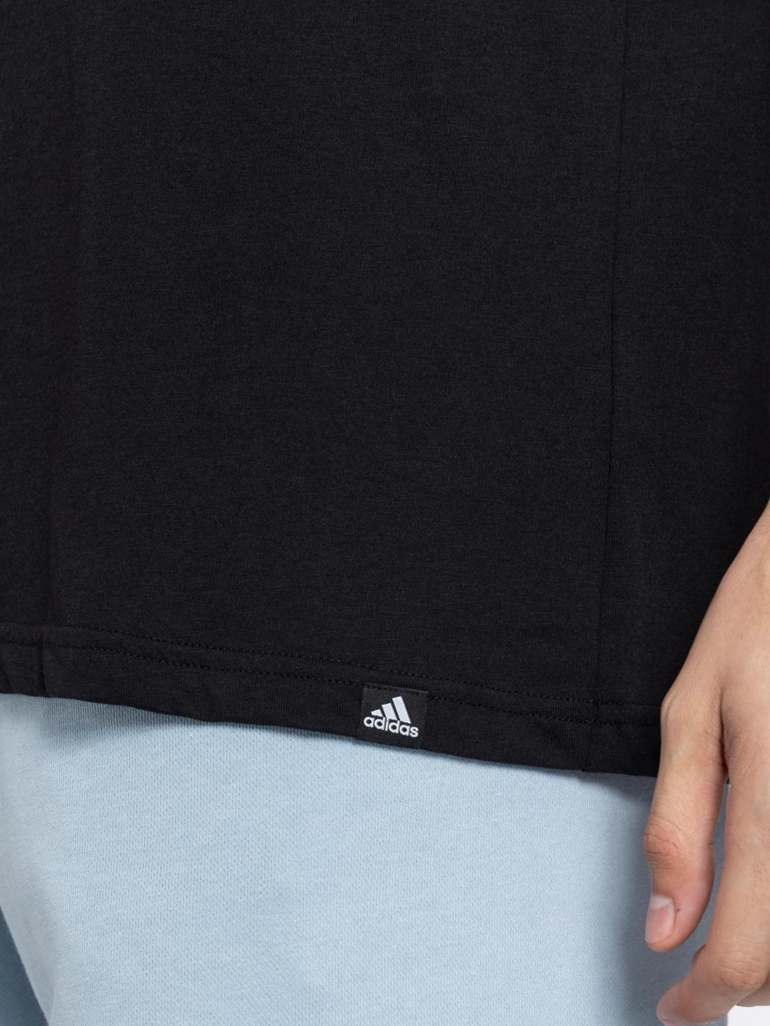 Adidas Black Cotton Regular Fit Printed Sports T-Shirt