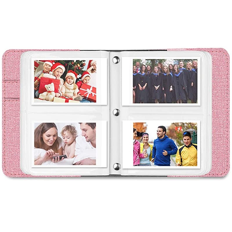 Mini Photo Album for 3-Inch Film - 104 Pockets Album for Fujifilm Instax Mini 11/Mini 9/Mini Link Printer/Mini LiPlay, Canon Ivy CLIQ, Polaroid, Kodak Instant Print Camera, Rose Gold