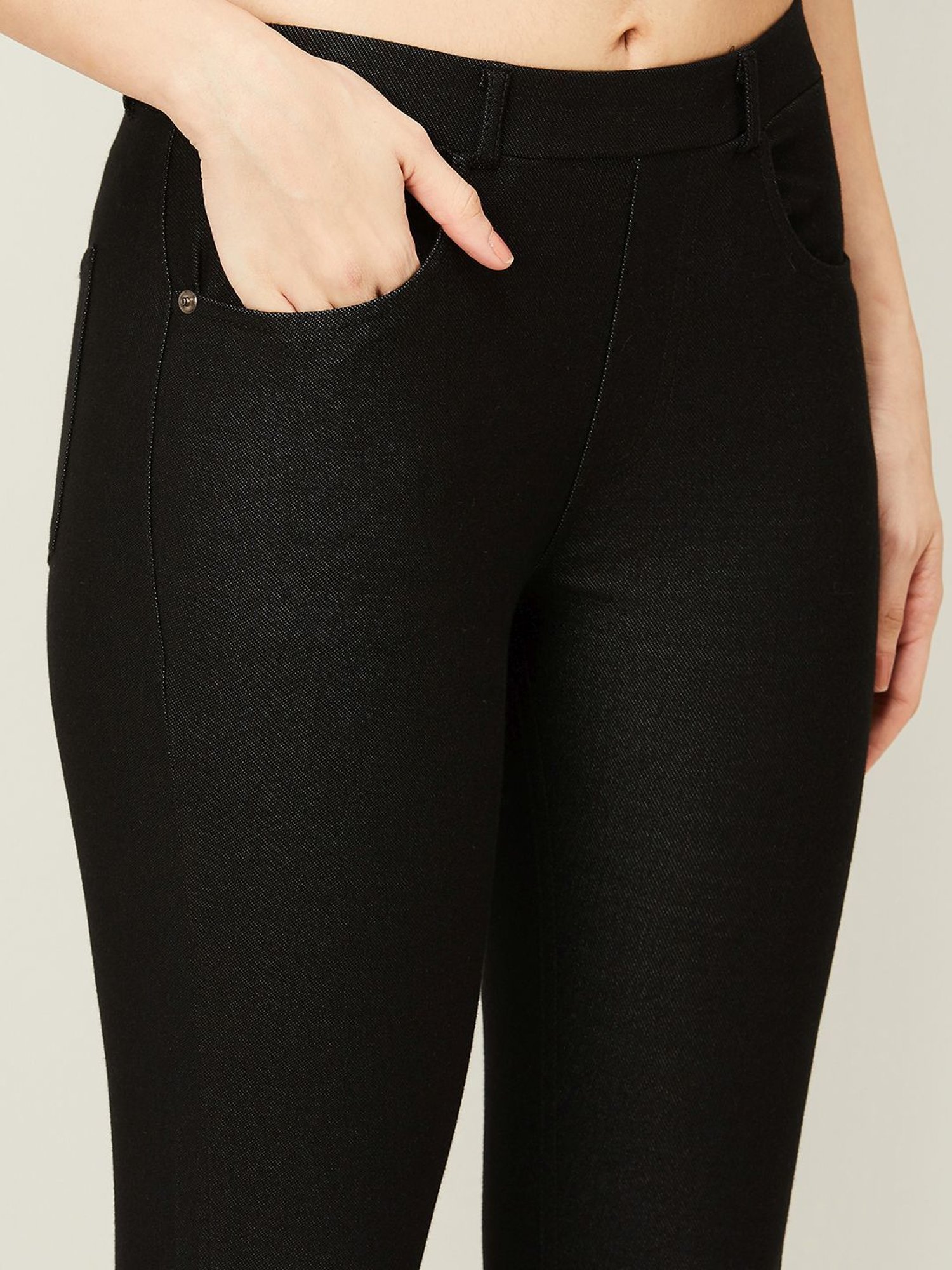 Colour Me by Melange Black Cotton Jeggings