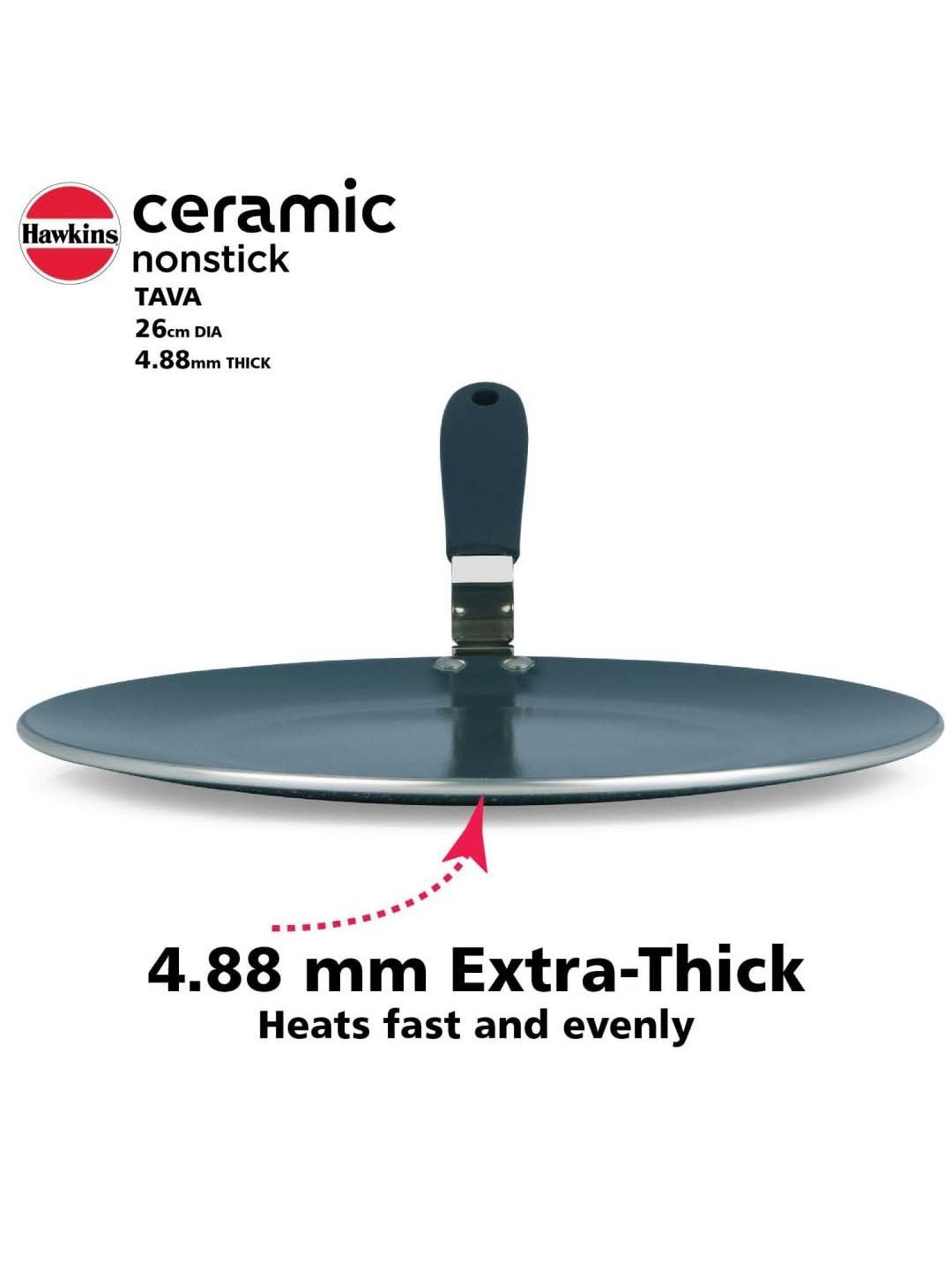 Hawkins Black Ceramic 26 cm Induction Paratha Granite Griddle Tawa (Ict26)