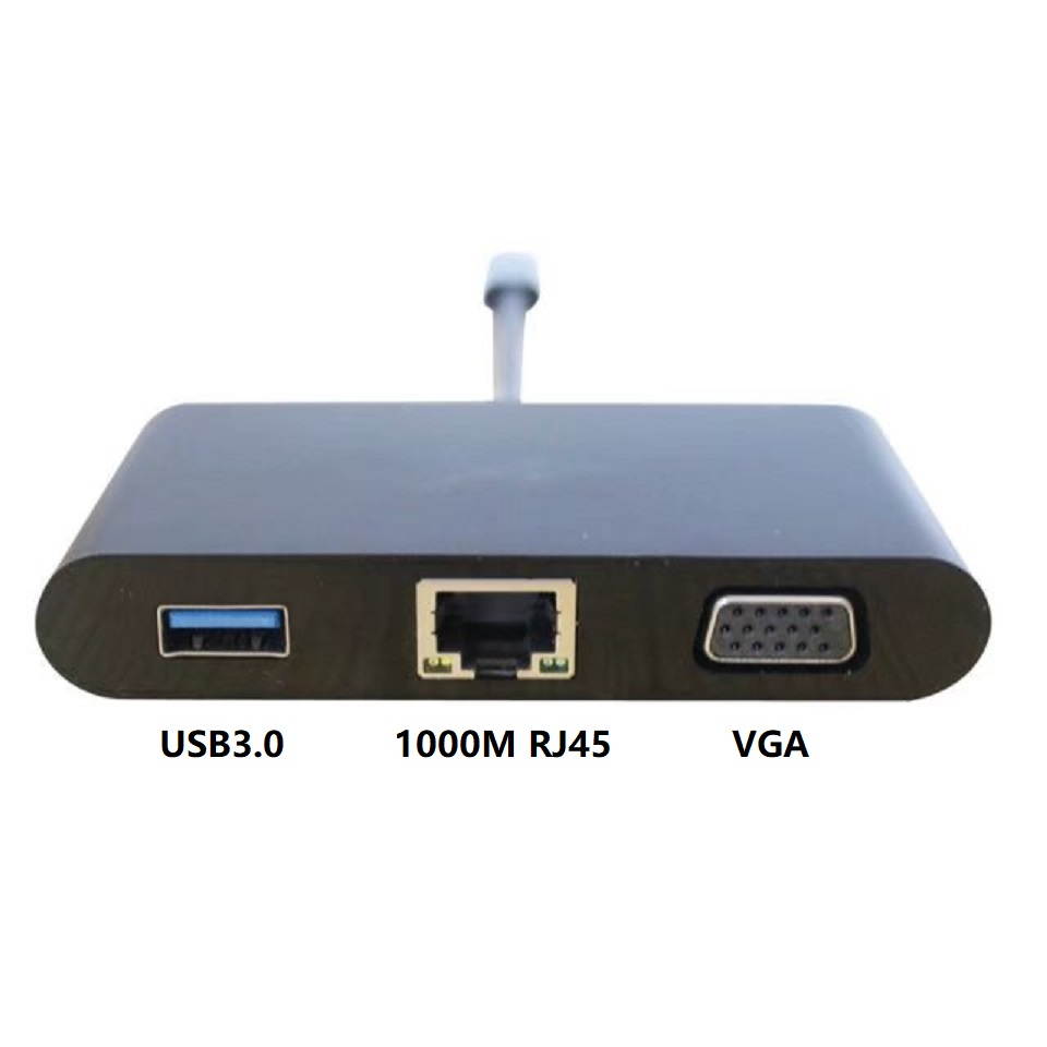 5 in 1 USB C HUB Type-C to VGA + Audio + 1000M LAN + 60W PD + USB3.0 Converter, USB-C HUB, Support 1000Mbps Ethernet, 20V 3A PD Fast Charging and 1080p HD Video Output for New MacBook ChromeBook.