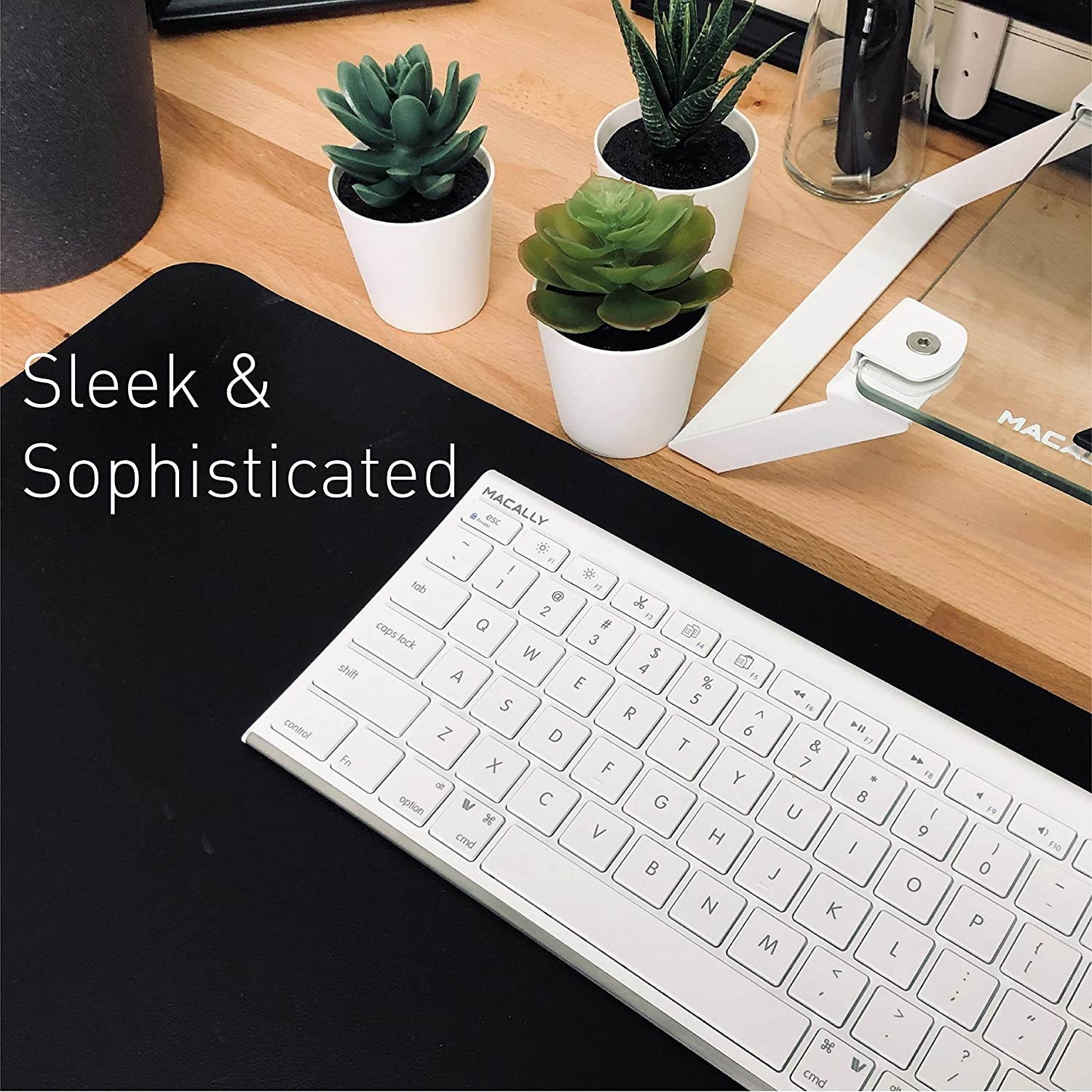 Macally Ultra Slim USB Wired Computer Keyboard - Works as Windows or Mac Wired Keyboard - Full Size Keyboard with Numeric Keypad & 20 Shortcut Keys - Plug and Play Mac Keyboard - White