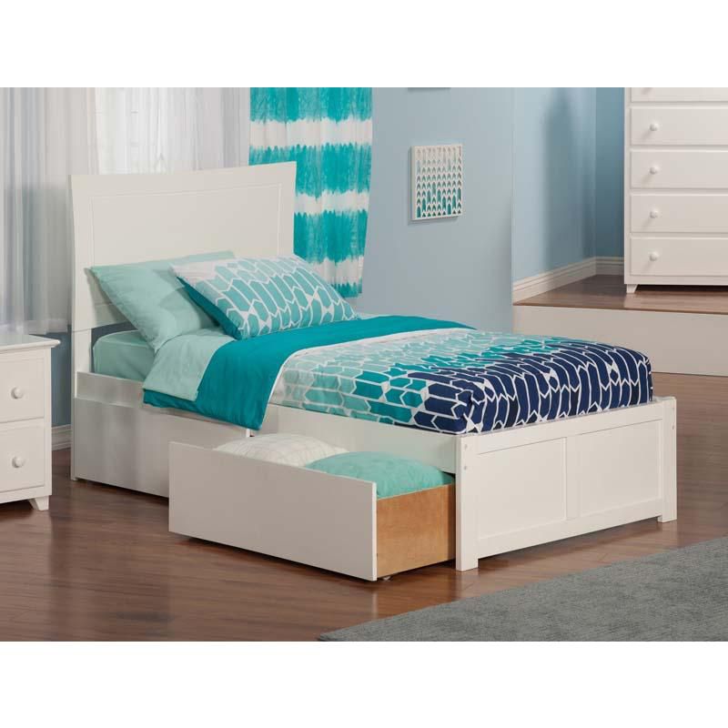 Metro Twin Flat Panel Foot Board w/2 Urban Bed Drawers White - Atlantic Furniture
