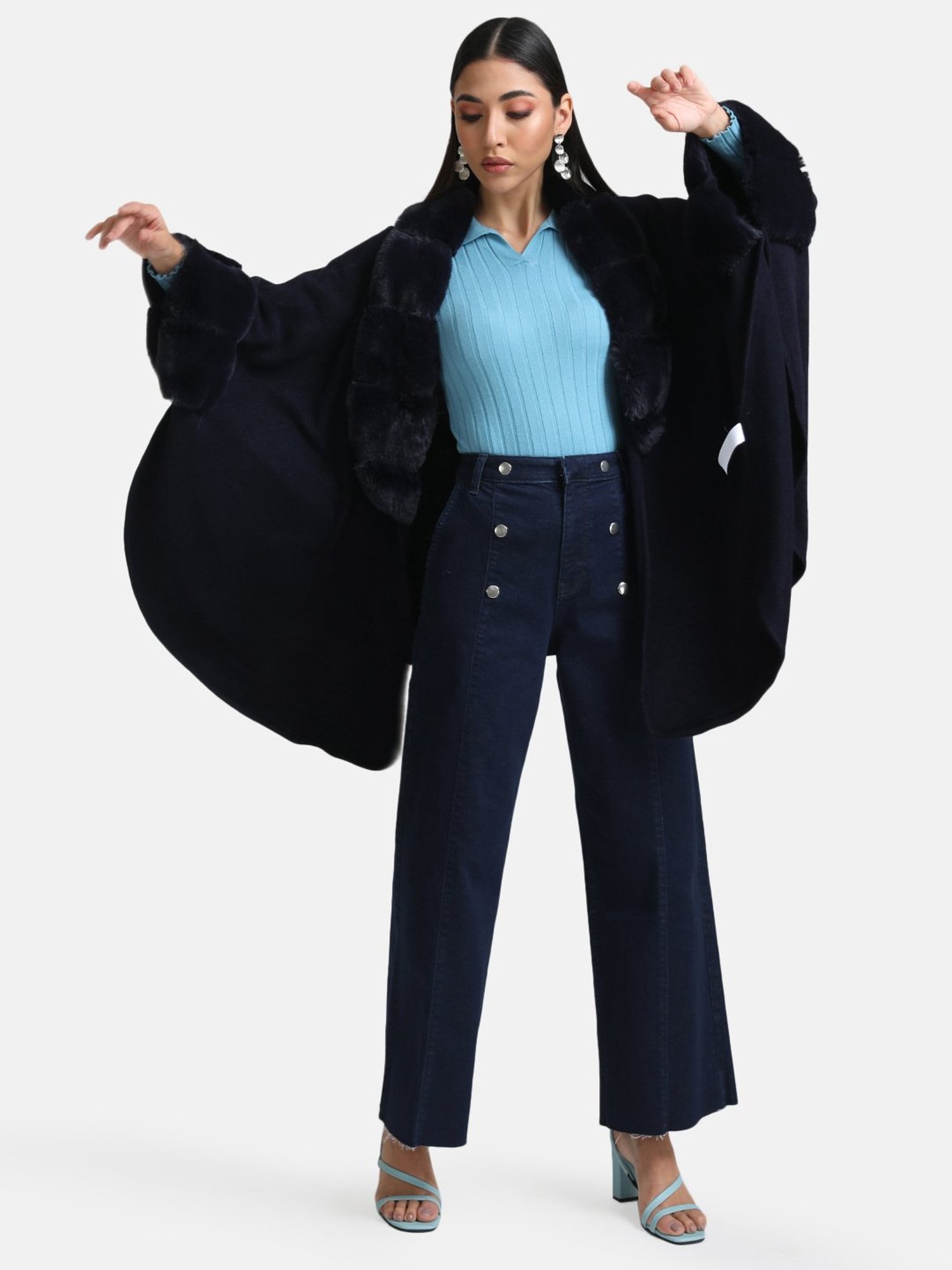 Kazo Cape With Textured Fur Detail