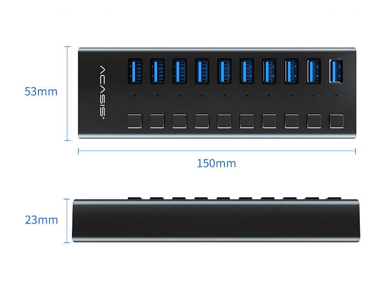Acasis Multi USB 3.0 Hub 10 ports High Speed With ON OFF Switch Adapter Splitter USB Expander Computer Accessories