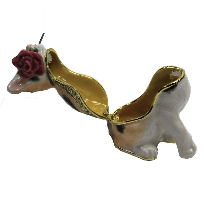 Hinged Trinket Box 3.0" Calico Cat Wth Rose Kitten  Tri-Color  -  Decorative Figurines