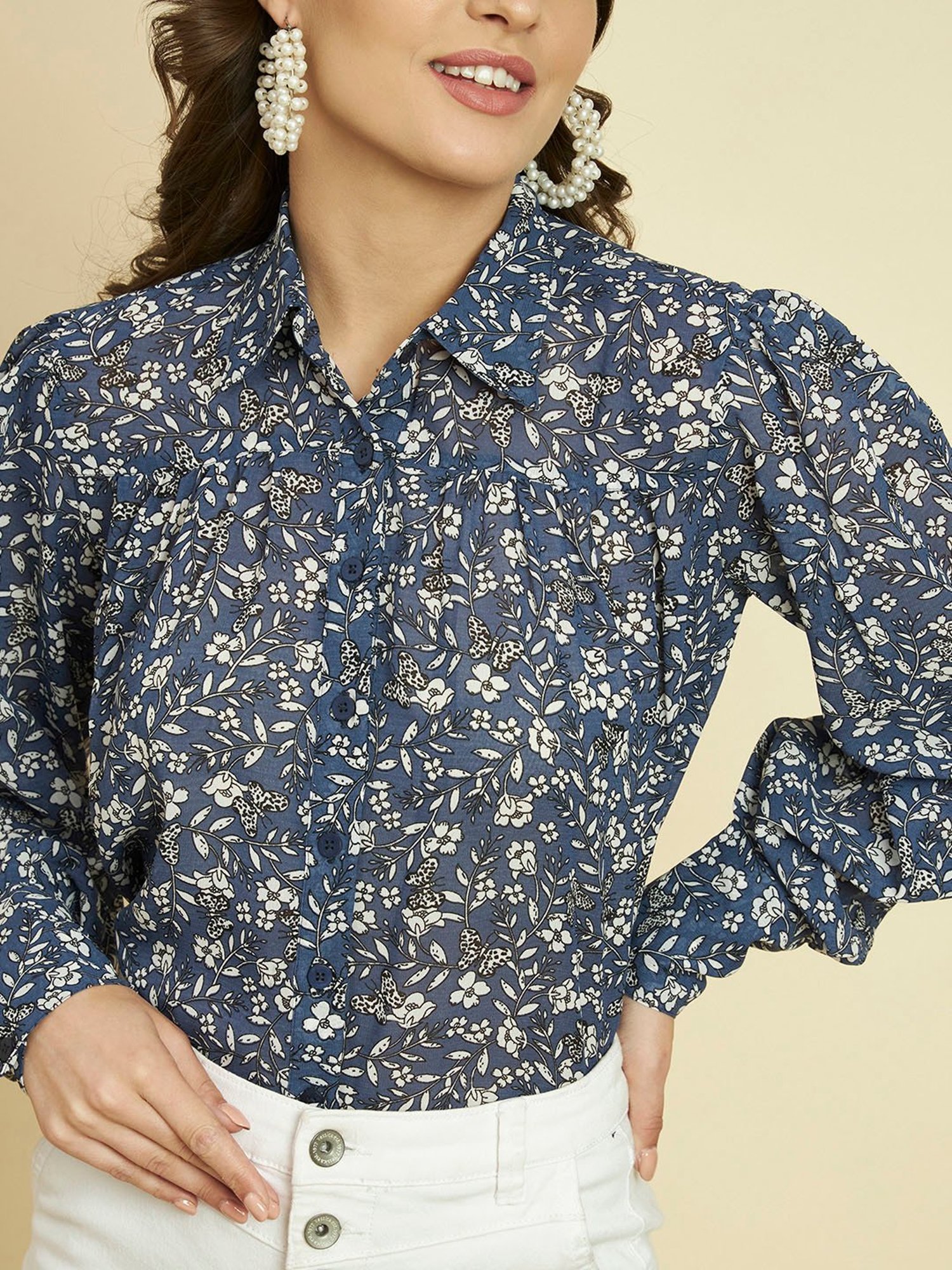 Trend Arrest Blue Floral Print Shirt