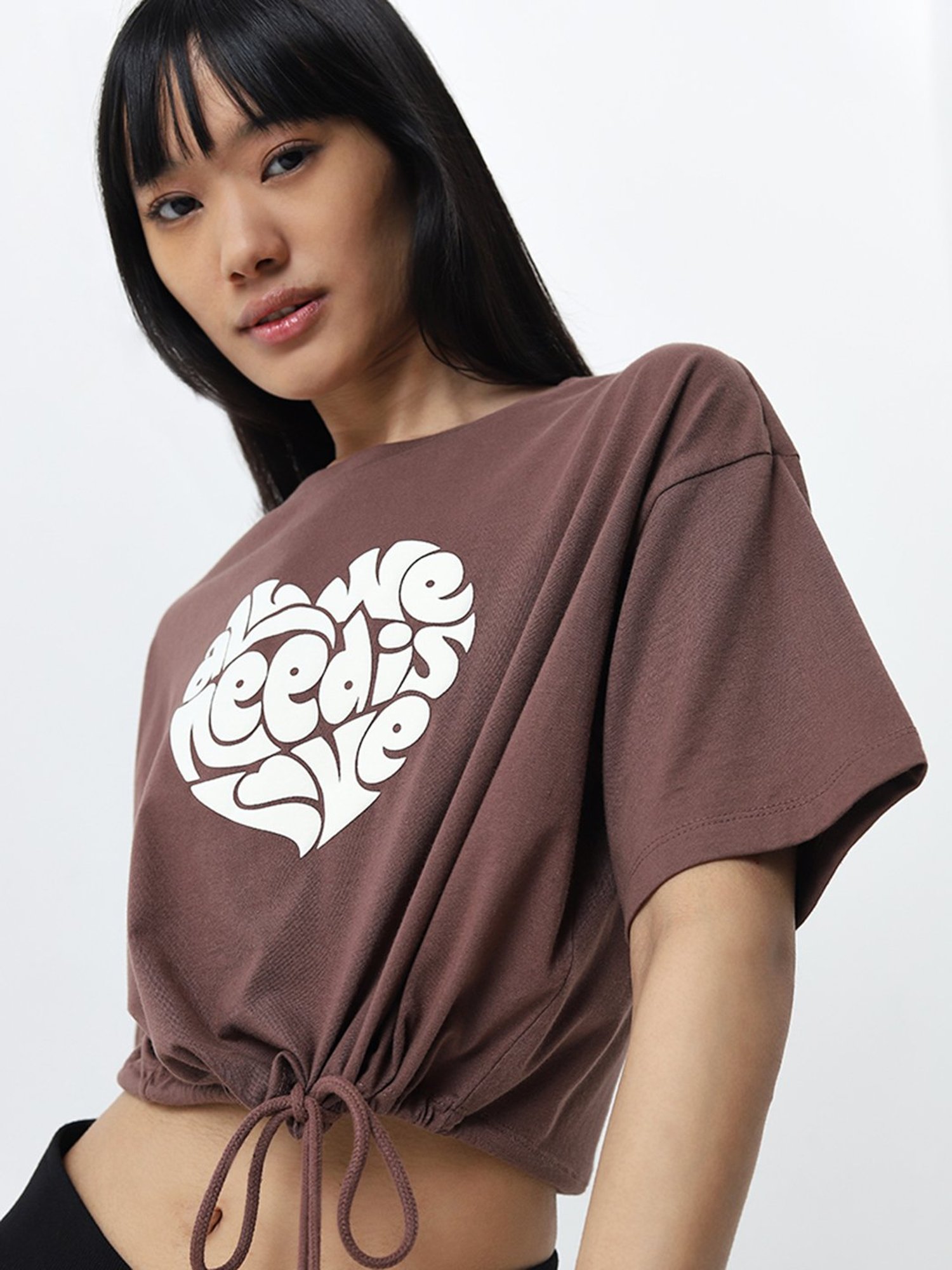 Superstar by Westside Brown Text Printed Cotton T-Shirt