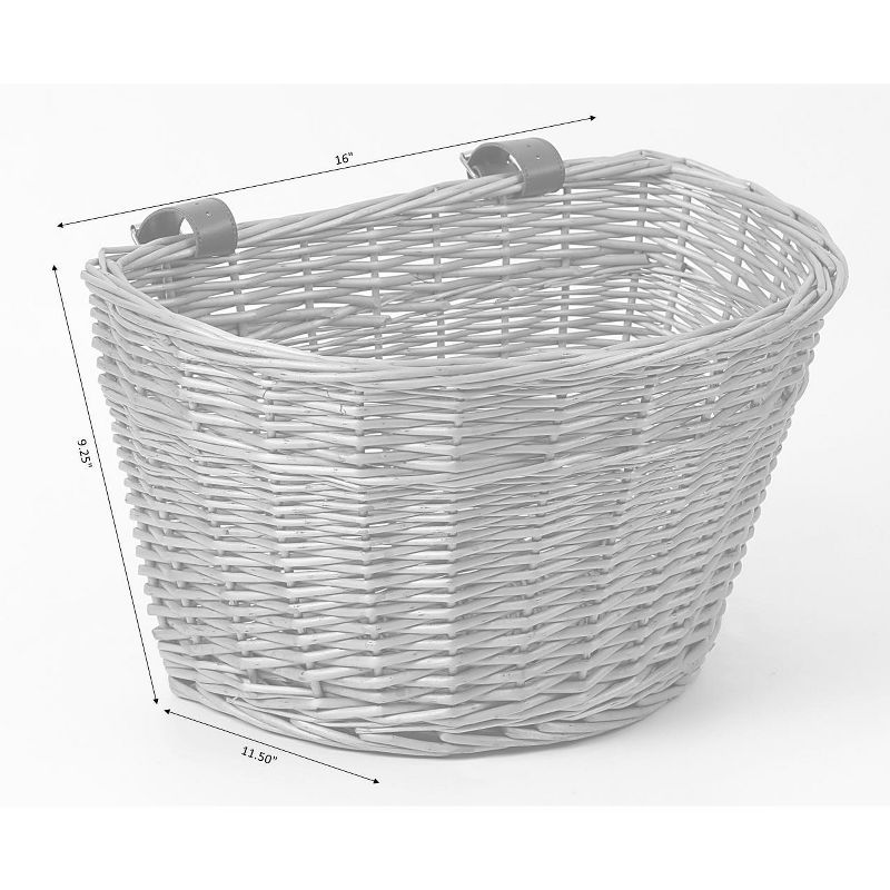 Vintiquewise Wicker Front Bike Basket with Faux Leather Straps
