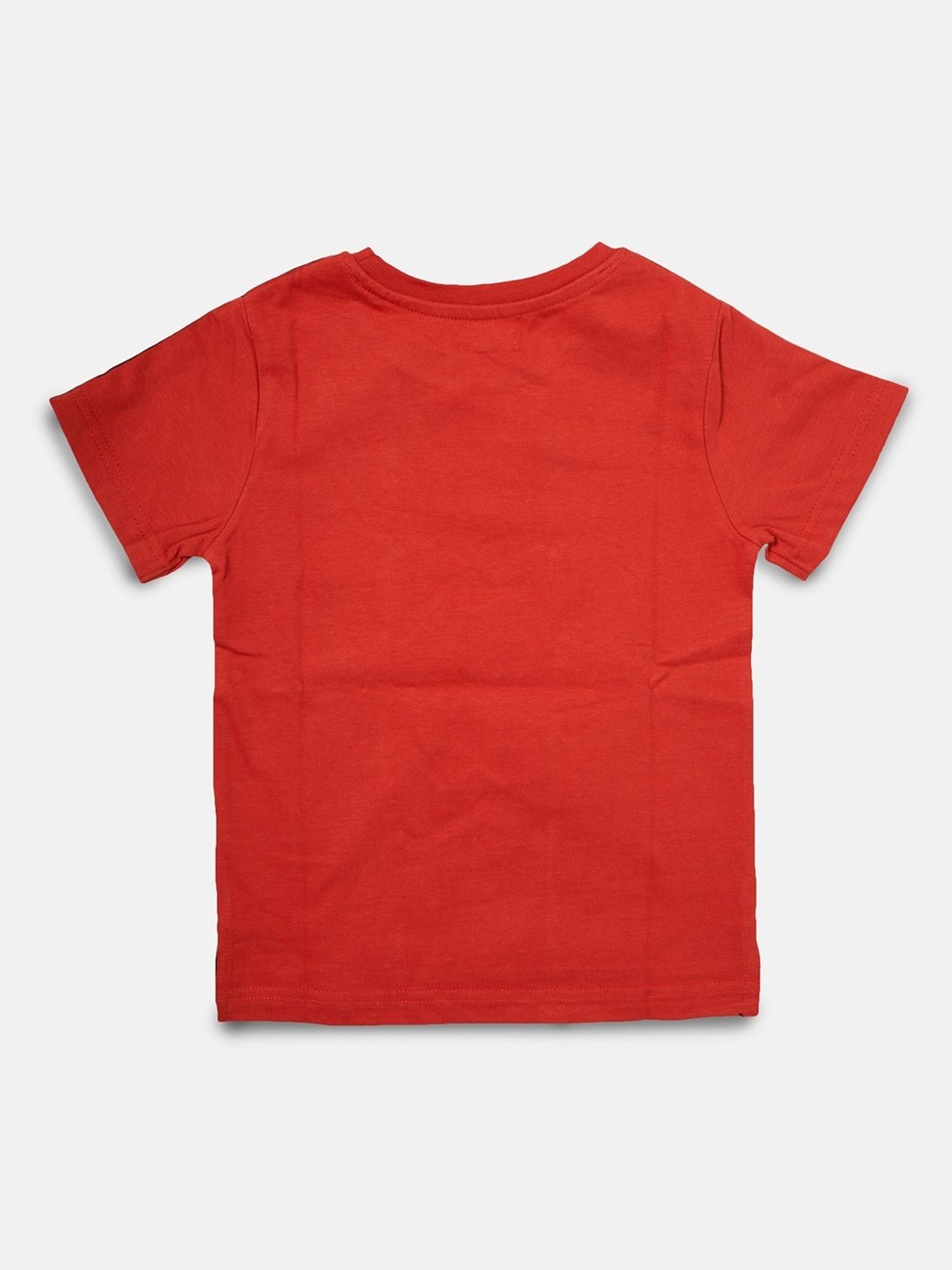 Angel & Rocket Kids Red & Black Cotton Printed T-Shirt