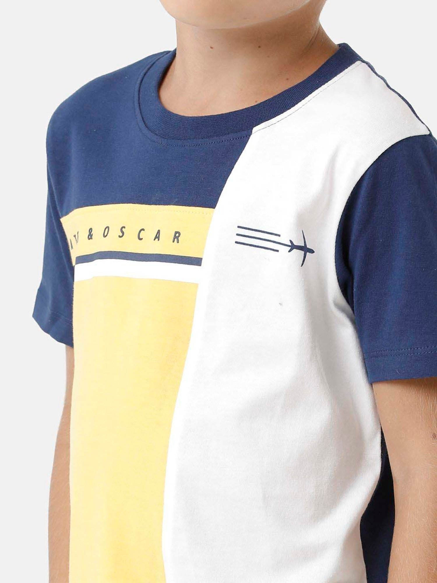 Kate & Oscar Kids Multicolor Cotton Color Block T-Shirt