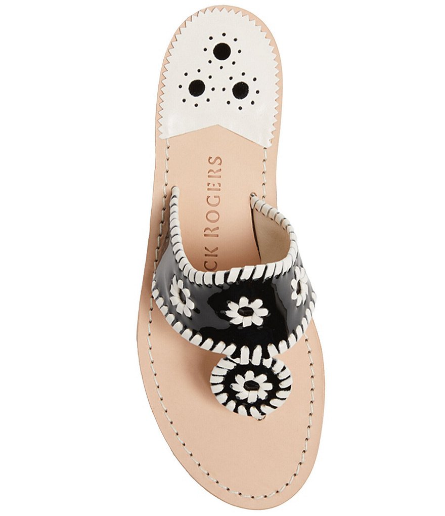 Jack Rogers Jacks Patent Leather Whipstitch Detail Thong Sandals