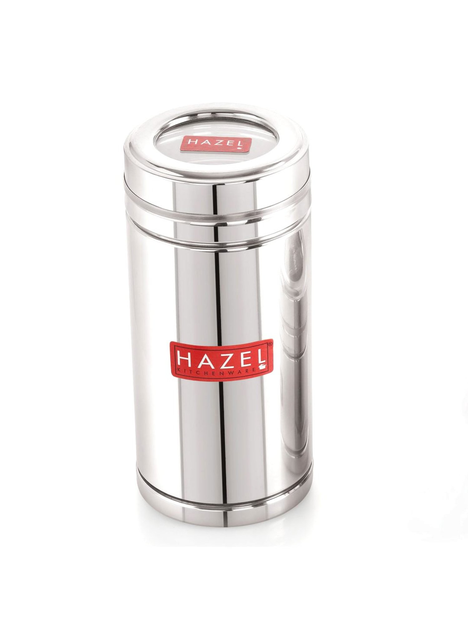 HAZEL Silver Stainless Steel Container with Transparent Lid (0.9L)