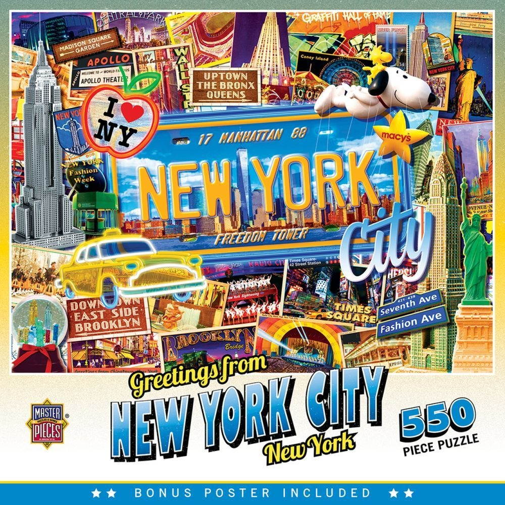 Masterpieces Puzzle Co.,  Greetings from New York 550pc Puzzle