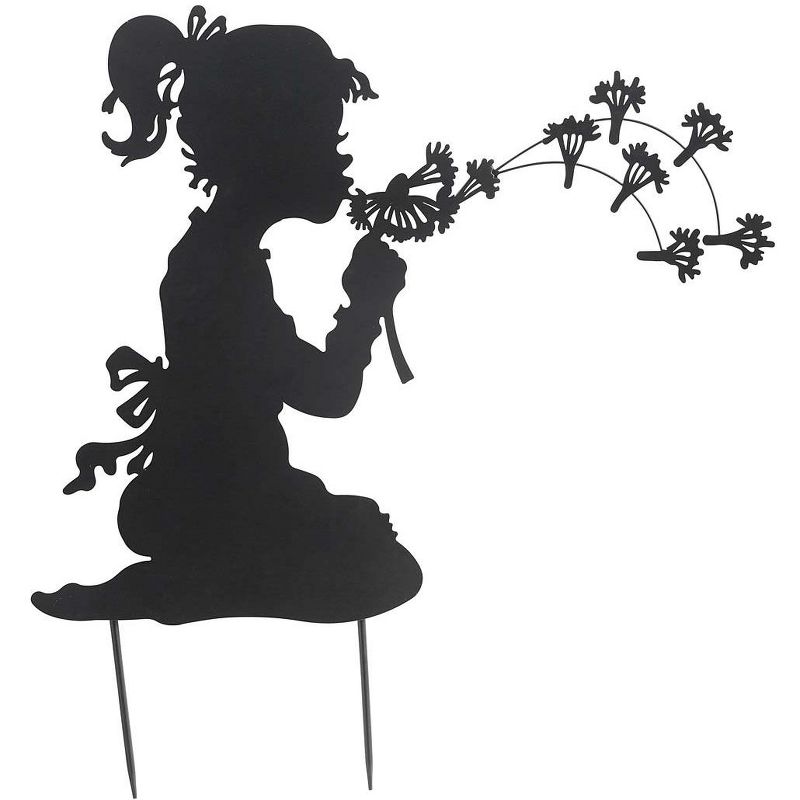 Wind & Weather Dandelion Girl Silhouette Metal Garden Stake