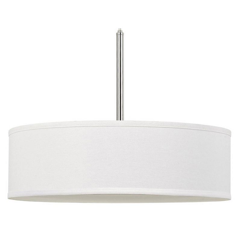 18" x 18" x 14" LED Metal Dimmable Pendant with Diffuser and Hardback Fabric Shade Off-White - Cal Lighting