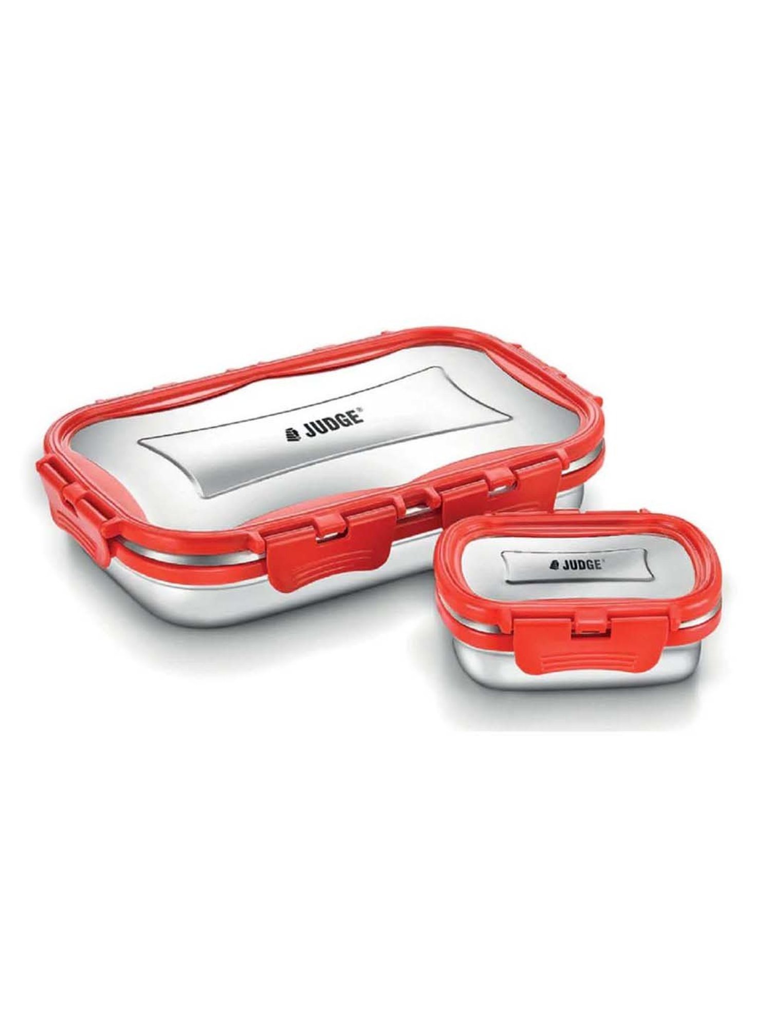 JUDGE Silver & Red Stainless Steel Lunch Box Set