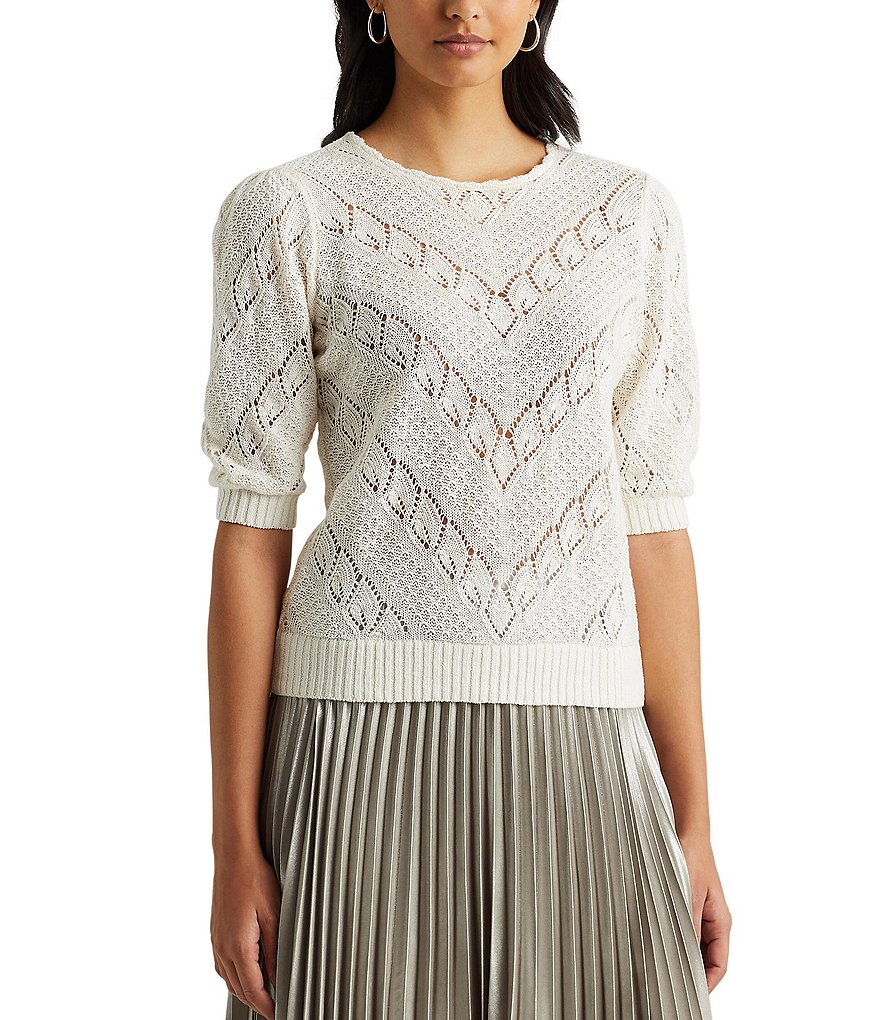 J.McLaughlin Jamey Crew Neck Button Trim Raglan Sleeve Sweater