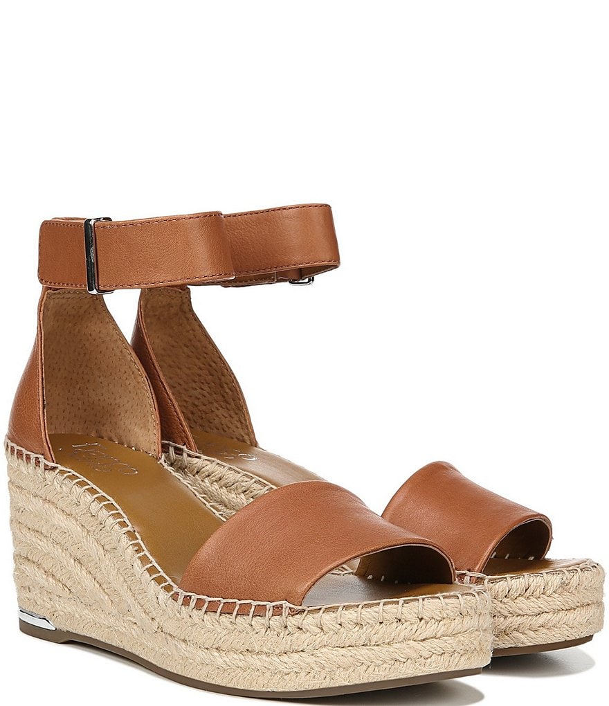 Franco Sarto Clemens Leather Wedge Espadrille Sandals