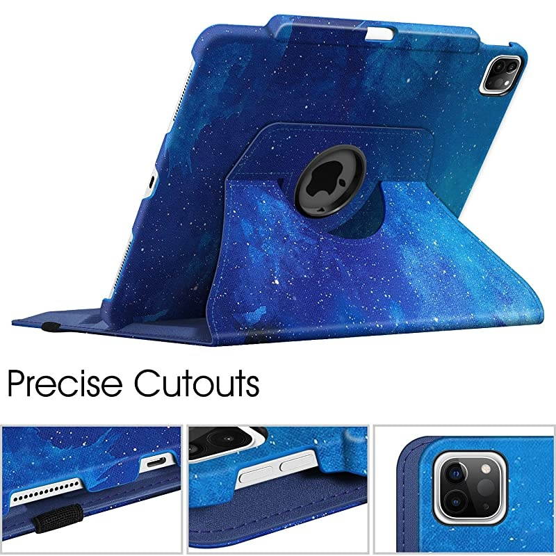Rotating Case for iPad Pro 129 4th Generation 2020 amp 3rd Gen 2018360 Degree Rotating Smart Stand Cover wPencil Holder Auto SleepWake Supports 2nd Gen Pencil Charging Starry Sky