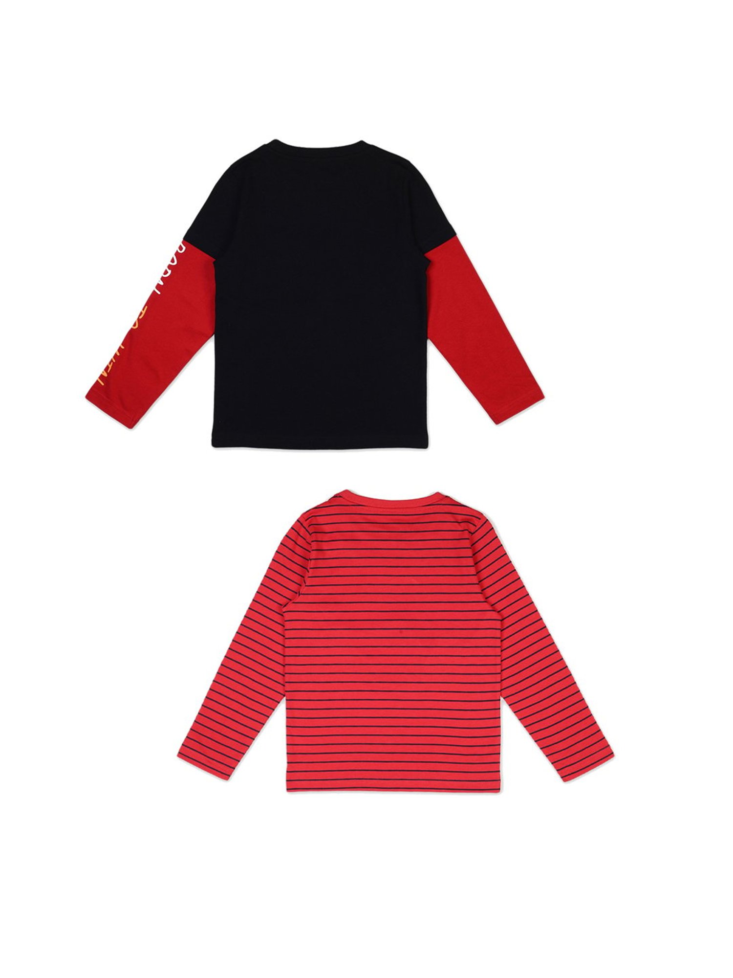 Plum Tree Kids Red & Navy Printed T-Shirts