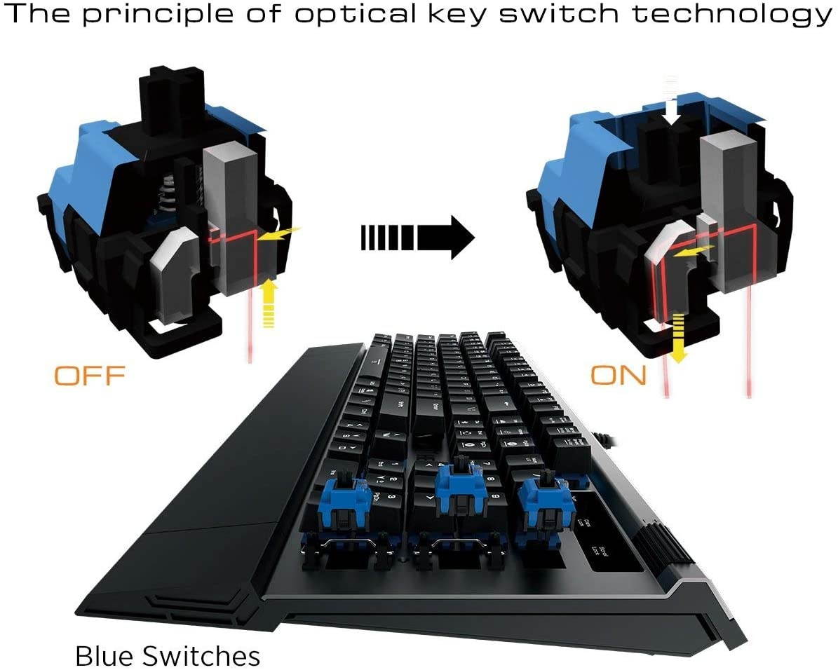 GAMDIAS Hermes P2 Black Mechanical Keyboard USB Gaming 104 Switches Blue Backlit Keyboard RGB Layout UK