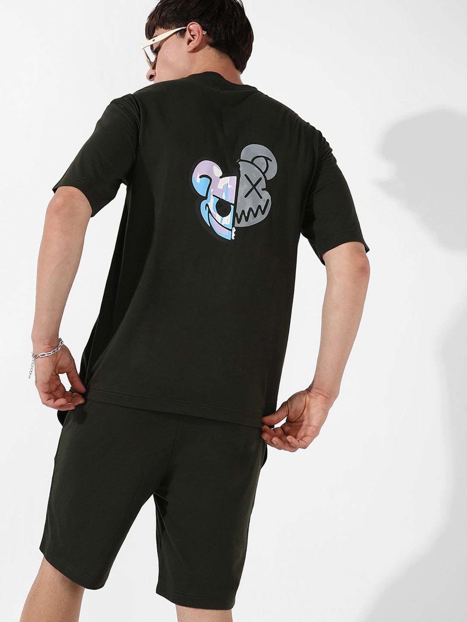 Campus Sutra Black Regular Fit Two-Faced Printed Co-Ord Set