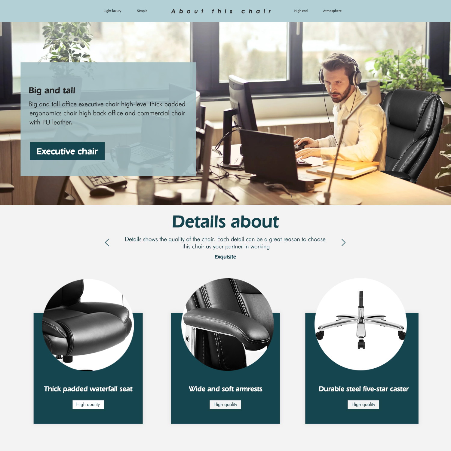 Homall Big and Tall Office Desk High Back Executive Computer Task Swivel Adjustable Leather Ergonomic Chair with Lumbar Support (Black)