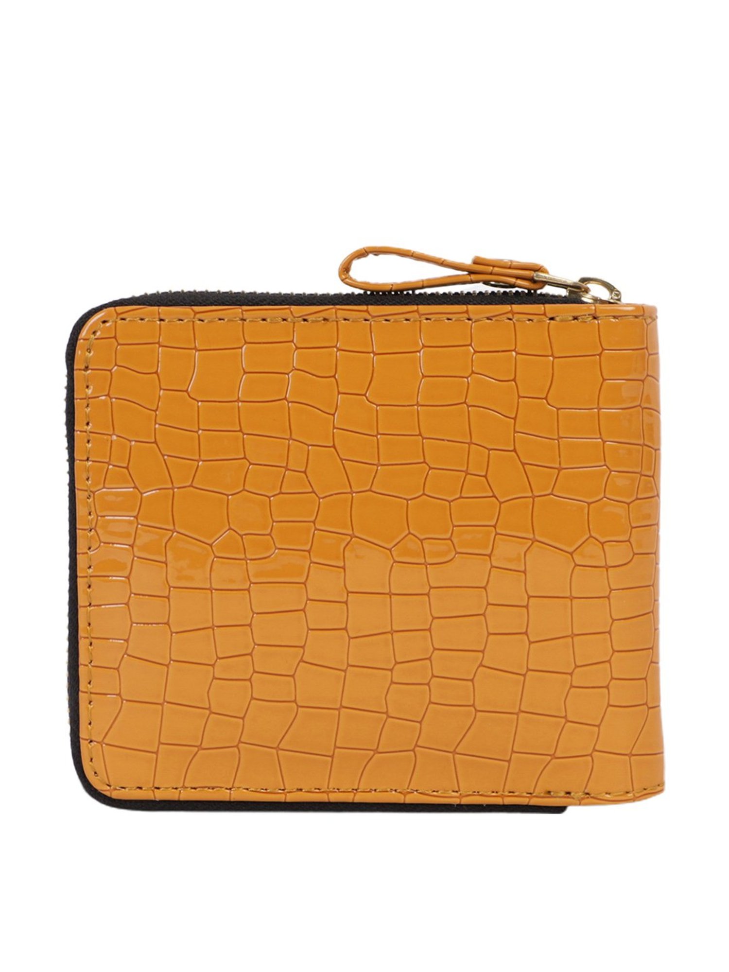 Bagsy Malone Yellow Textured Zip Around Wallet for Women