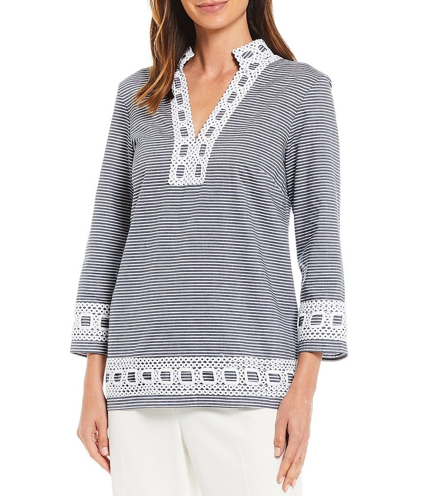 Preston & York Addison Striped 3/4 Sleeve Tunic