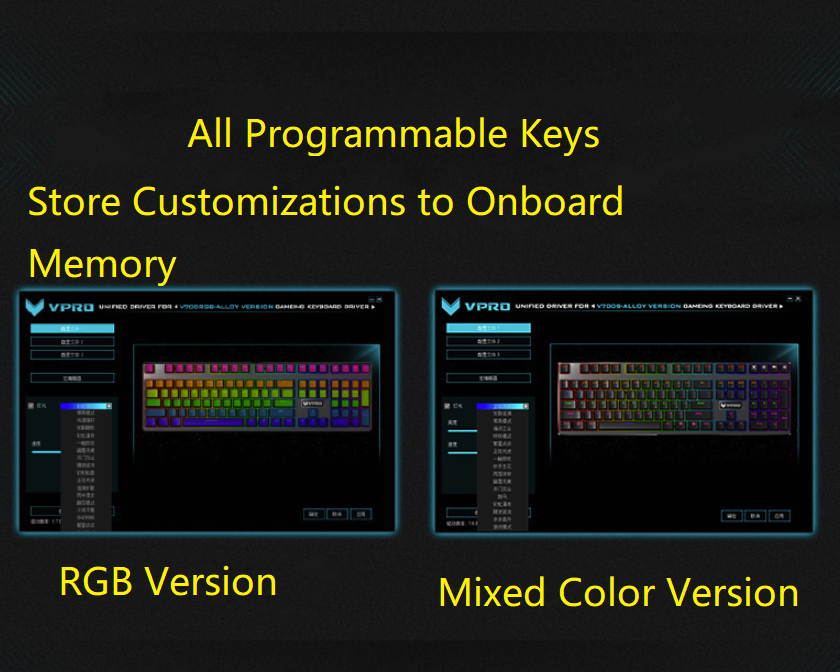 Rapoo V700S Alloy Version, N-key Rollover, Ergonomic Design, Cool Exterior Waterproof USB Wired Black Mechanical Gaming Keyboard-Mixed Colors Backlit