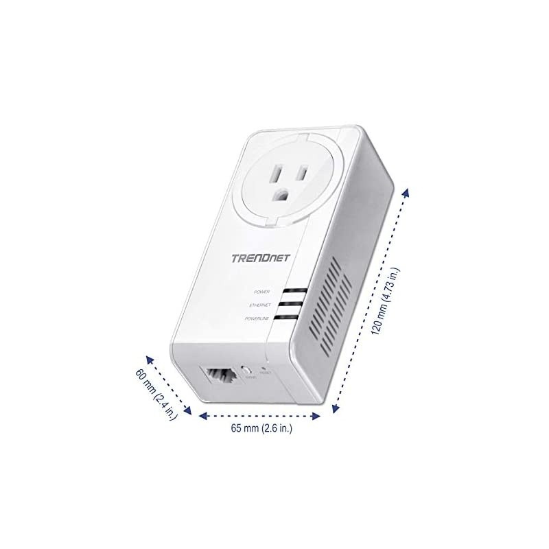Powerline 1300 AV2 Adapter with Builtin Outlet Gigabit Port IEEE 19051 IEEE 1901 Range Up to 300m 984 ft TPL423E White