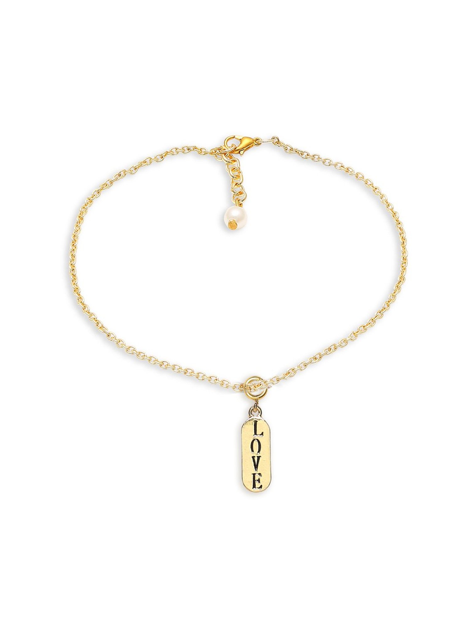 OOMPH Gold-Tone Love Charm Delicate Fashion Stylish Latest Anklet for Women