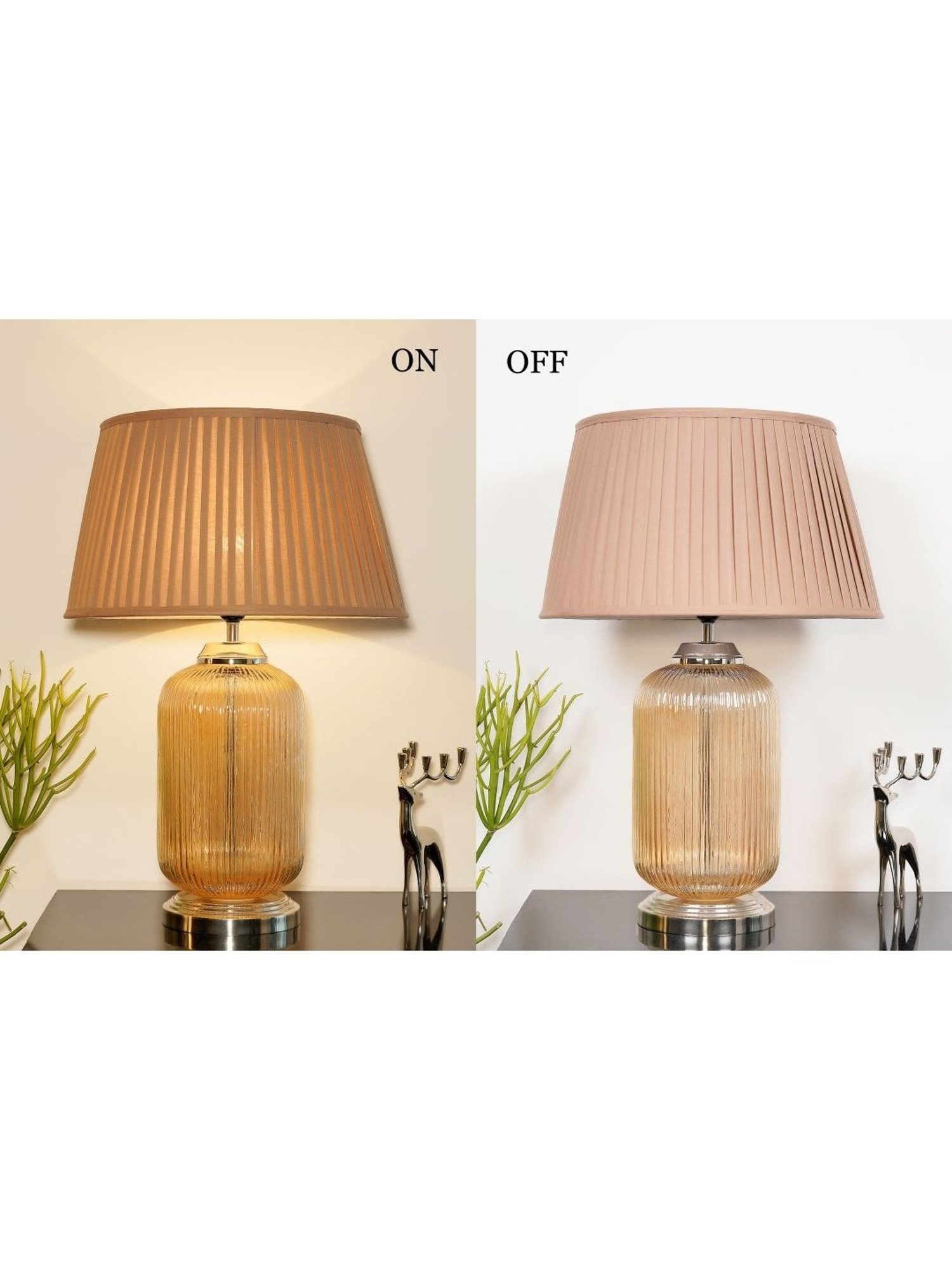 Kapoor Lamp Shades Amber & White Glass Maloto Luster Finish Shade Table Lamp