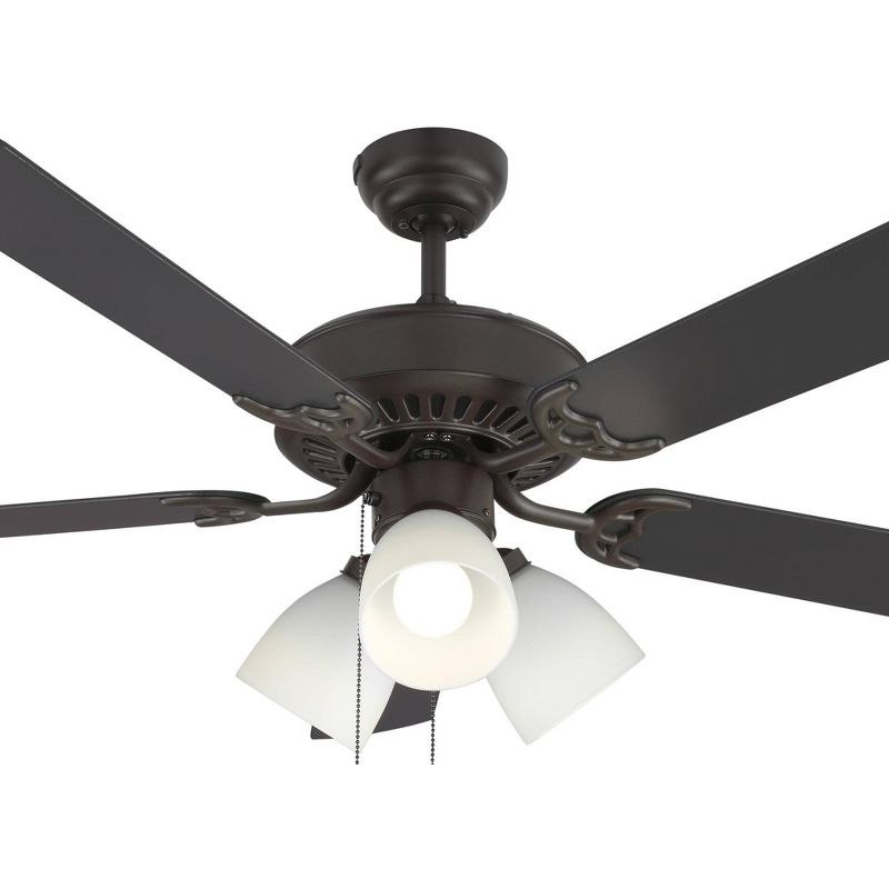 52" Monte Carlo Haven LED 3 Bronze 3-Light Pull Chain Ceiling Fan