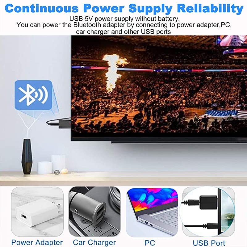 USB Bluetooth Audio Transmitter Receiver 3 in 1 HiFi Wireless Audio Adapter Bluetooth 50 EDR Adapter with 35mm AUX for Car TV Headphones PC Home Stereo USB Power Supply Plug and Play
