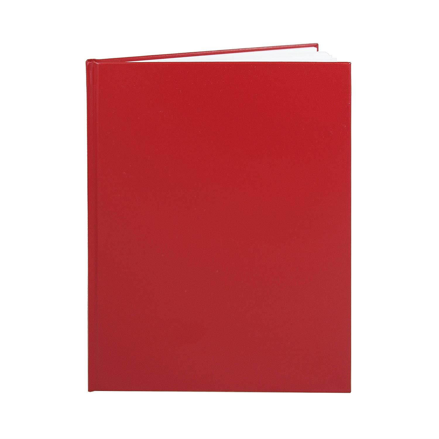 BookFactory Large Red Blank Book / Blank Notebook - 96 Pages, Blank Format, 8 7/8" x 11 1/4", Red Imitation Leather Cover, Smyth Sewn Hardbound (BLA-096-LBS-A-LRT00)
