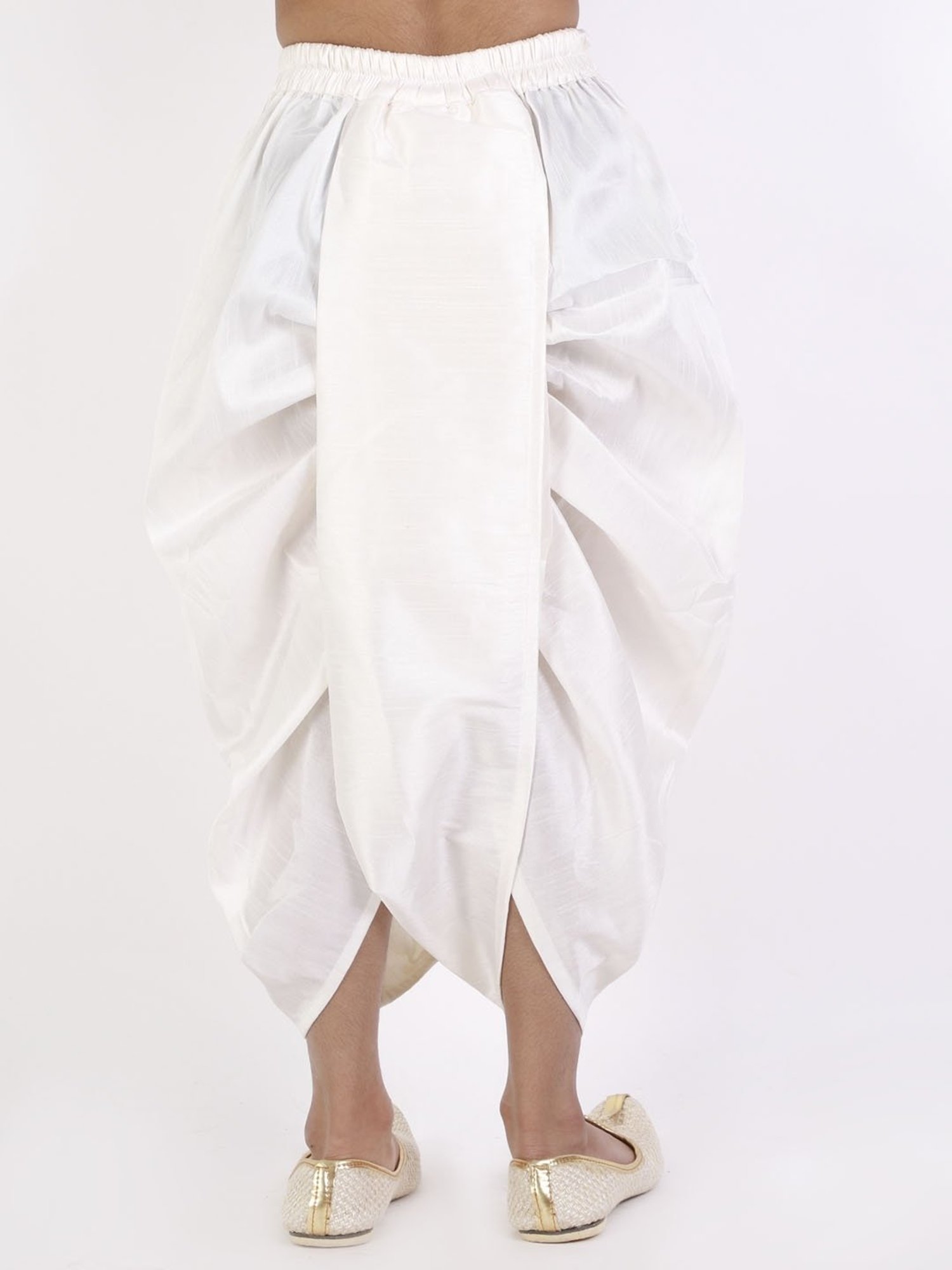 VASTRAMAY Kids White Embroidered Dhoti