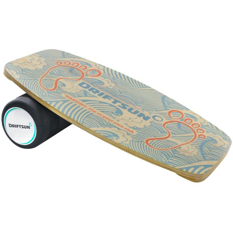 Driftsun Classic Hardwood Sturdy Balance Board Core Trainer Exercise Training Deck for Ski Surfing Skating w/ 6 Inch Diameter Non Skid Textured Roller
