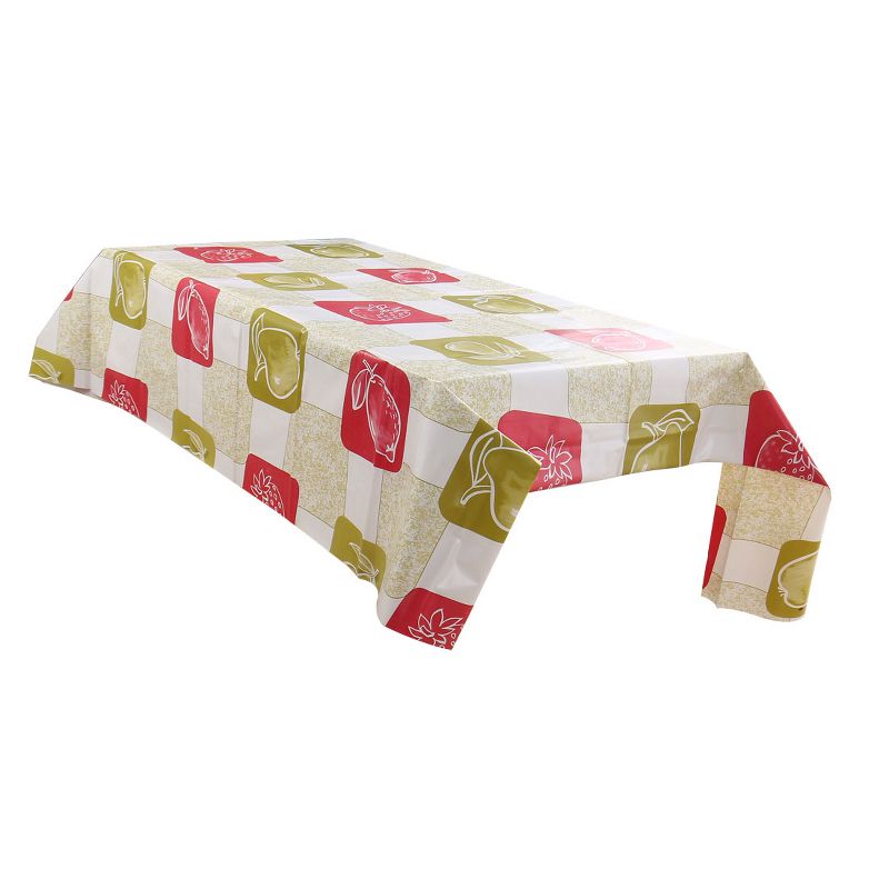 55"x40" Rectangle PVC Water Oil Resistant Dining Tablecloths Strawberry in Grid - PiccoCasa
