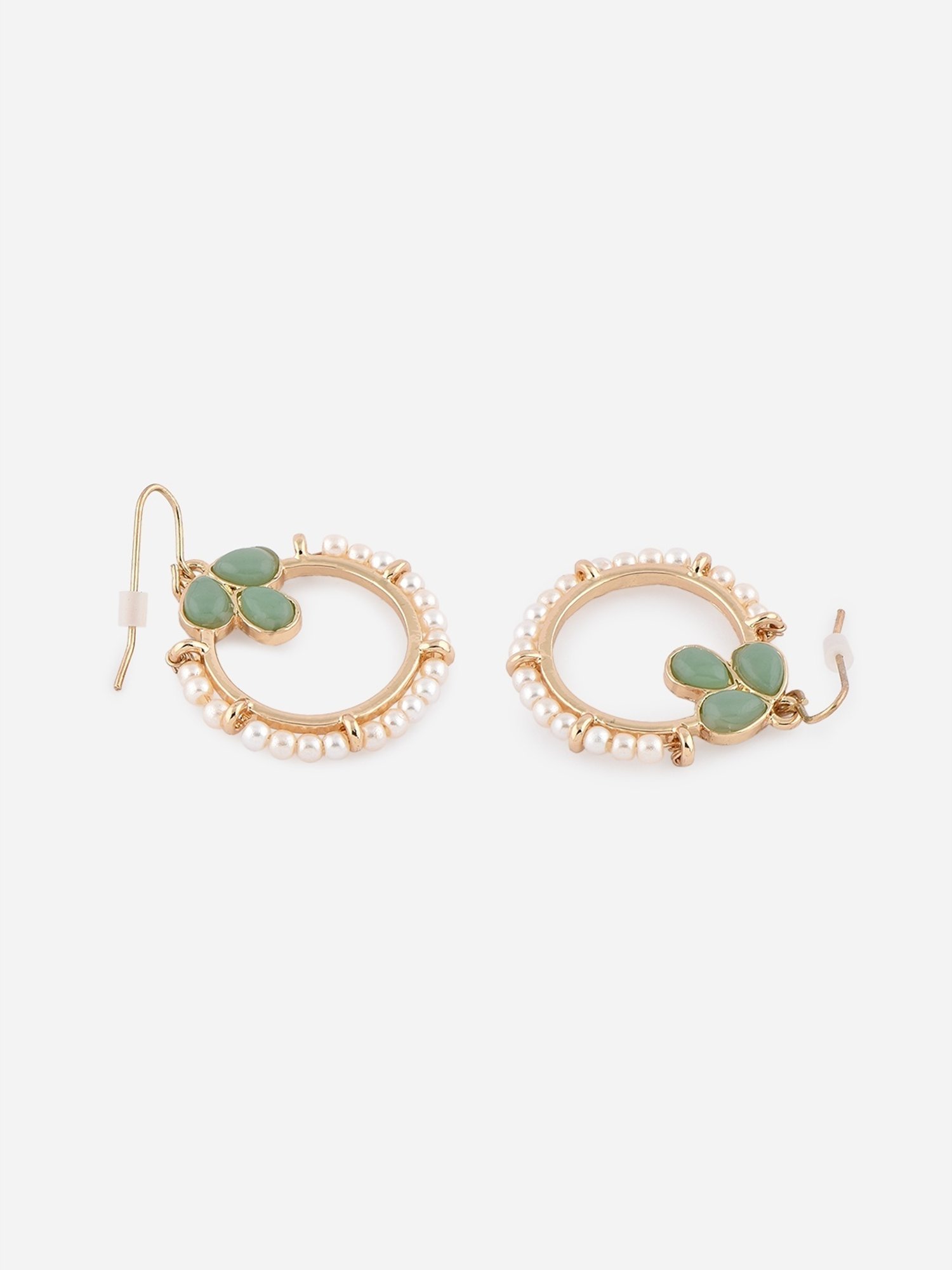 ToniQ Pearl Green Drop Earrings for Women